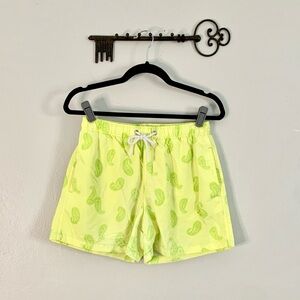 Zara Bright Yellow Paisley Swim Shorts Mens size medium